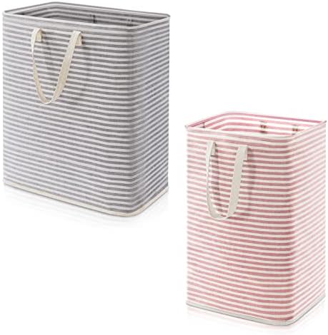 Свободно стояща кошница за дрехи Lifewit 72 л Розов цвят, в комплект със Сива кошница за дрехи с обем 100 л.