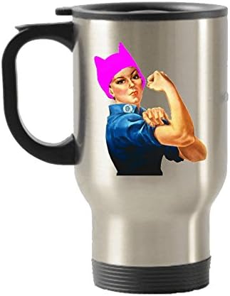 Чаша за пътуване - Rosie Riveter - шапчица за kitties - утепленная от неръждаема стомана с капак - подарък за феминистки, гадно woman, борци за правата на жените и просветени привъ