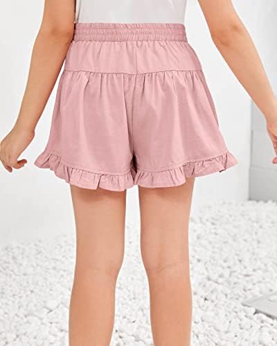 Ежедневни еластични шорти от хартиения пакет за момичета Klousilover, летни къси панталони с висока талия и лък с рюшами, панталони за деца от 5 до 14 години