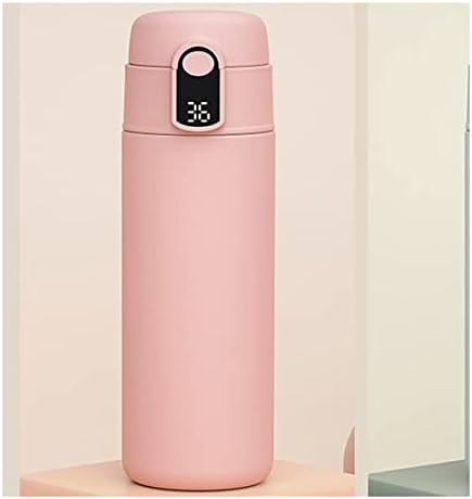 N/A Бутилка за вода от Неръждаема стомана 316 с соломинкой Led Дигитален Температурен дисплей Кафе Термокружки Подарък чаша (Цвят: розов, размер: 7 * 24 см)