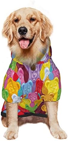 Цветни Самозалепващи Мече Бонбони Трайни Качулки за Кучета, Пуловери Модерен Украшение Бижу и Топло за Голяма Средна Куче