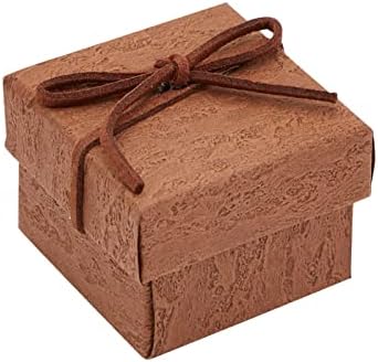 Комплект Подарък кутии за Бижута, изработени от крафт хартия в 12 опаковки с Бантиком за Пръстени и Гривни (кафяв, 2 x 2 инча)