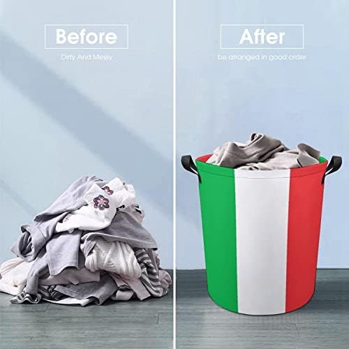 Кошница за дрехи с Италиански Флаг Сгъваема Висока Кошница за Дрехи с Дръжки Чанта За съхранение