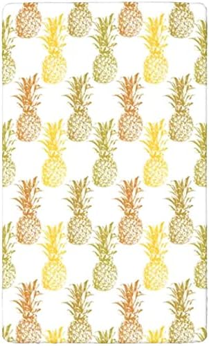 Мини-Чаршафи за легла с ананасовой тема, Портативни Мини-Кърпи за яслите, Меки и еластични Кърпи за яслите - Отлични за стая на момче или момиче, или на детето, 24 x 38, М?