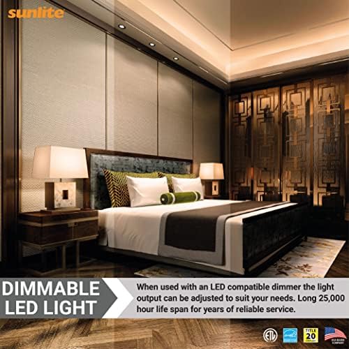 Отразяваща лампа Sunlite 80553 LED PAR16, 6 W (= 50 W), 500 Лумена, Средна база E26, С регулируема яркост, Прожектор,