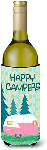 Caroline's Treasures VHA3004LITERK Happy Campers Glamping Трейлър За Обнимания Бутилки Вино, Калъф за охлаждане