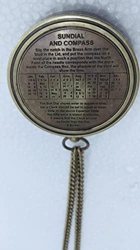 Месинг Компас Слънчевия часовник в Кожена кутия Лондон 1885 Морски Антикварен Поетичен Компас Работен Морски