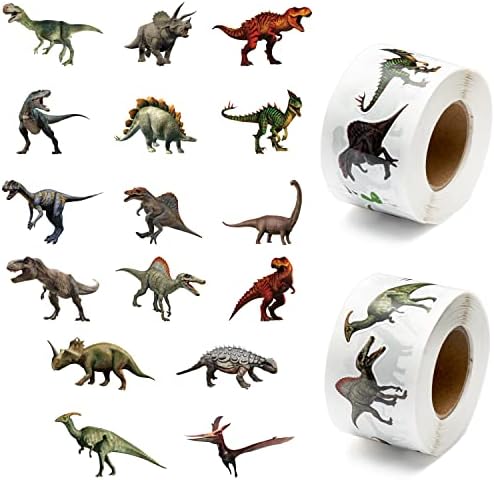 H1vojoxo 1000 бр. Ролка реалистични стикери с динозавром, Естетически Етикети с Динозавром за бутилки с вода,