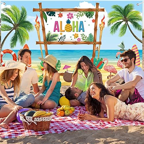 Декорации за тропически парти Алоха, Плажен фон - Хавайски Украса За парти, Украси за Плажни партита, Лятна Банер, Гавайское Украса за партита, Фотофон, Аксесоари за