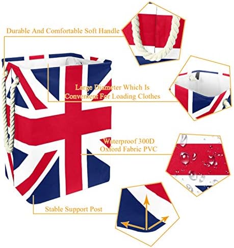 Кошница за дрехи Знаме на Обединеното Кралство Великобритания Сгъваема Кошница за съхранение на бельо с Дръжки Подвижни Скоби Добре да се Запази Водоустойчива за