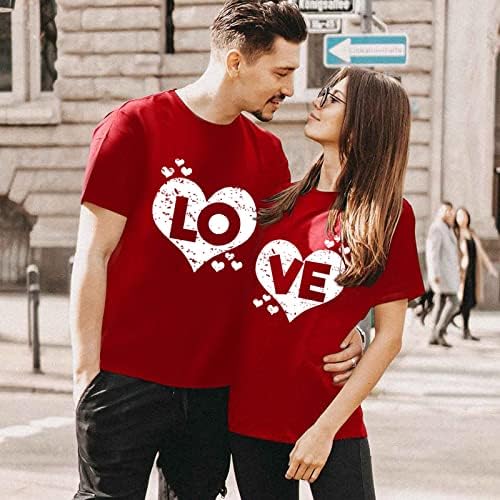 Еднакви ризи за Свети Валентин за двойки, Ризи с къси ръкави и принтом Влюбен Сърцето, Тениски за съпруг и Съпруга,