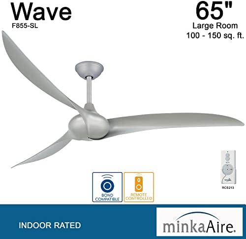 Вентилатор на тавана на SHIN-AIRE F855-SL Wave 65 с дистанционно управление, сребърен цвят