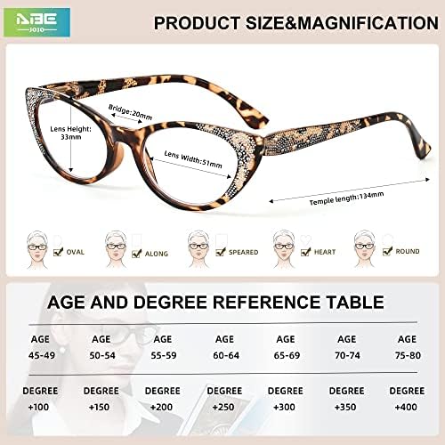 ABEJOJO, 3 опаковки очила за четене котешко око за жени, модни компютърни дизайнерски очила за четене със синя