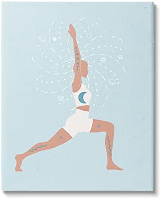 Тренировка на човек в позата на Полумесец за йога Stupell Industries, Дизайн Нина Blue