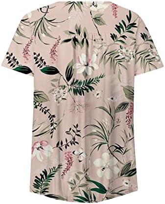 Дамска Лятна Есенна Блуза Свободно Намаляване на 2023, Модни Памучен Тениска с V-образно деколте и Къс Ръкав Graphic Lounge Top е за Дами 6F
