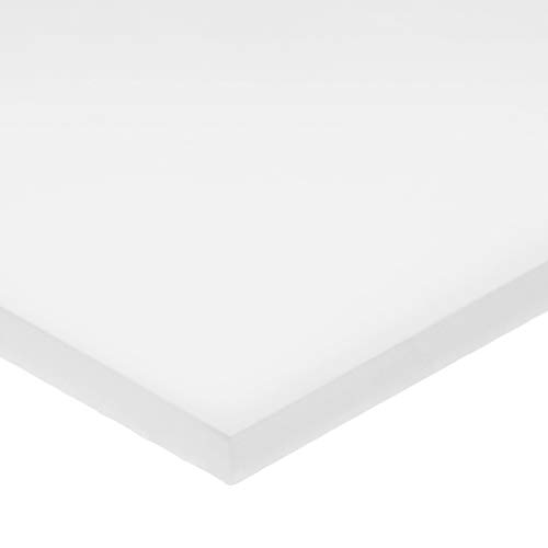 Пластмасов лист от гомополимера ацеталя Delrin, бял, с дебелина 1/2 инча х 6 см височина х 6 см дължина