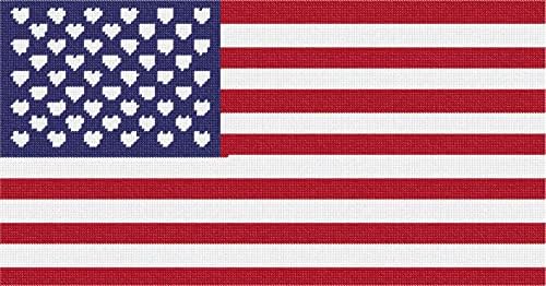 комплект за бродиране pepita: Hearts с американския флаг, 16 x 8