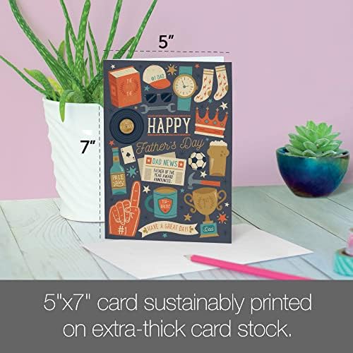 Поздравителни картички за Деня на бащата без дърво - Оригинален дизайн - 1 пощенска Картичка + Пликове в тон - Произведено в САЩ - Рециклирана хартия - 5 x 7 - Top Pop (GO64301)