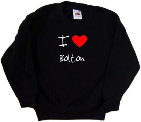 Черна детска Hoody I Love Heart Bolton