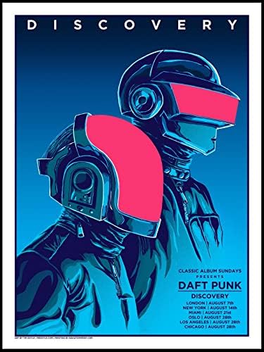 Daft Punk Плакат на Откриването на Платно Плакат Стенен Арт Декор Разпечатки за Хола Украса Спални Без Рамка 18 × 24 инча-Прокатная опаковка