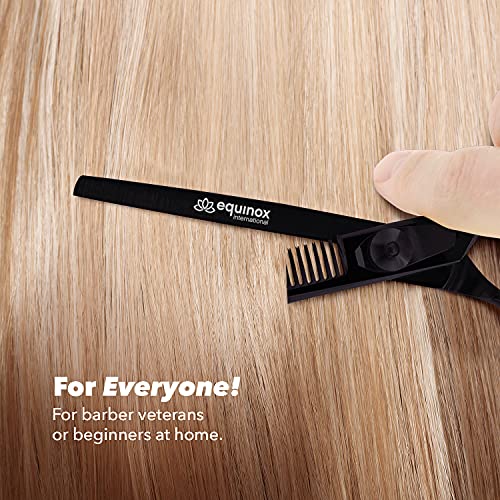 Equinox Professional Razor Edge Series - Фризьорски Ножици За Разреждане /Текстуриране на косата - 6,5 инча (черен Мат)