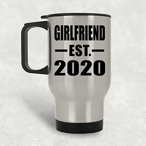 Designsify Приятелка Създадена през 2020 г., Сребърна Чаша за Пътуване, 14 грама, на Изолиран Чаша от Неръждаема