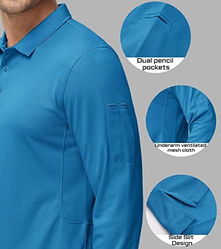 Мъжки ризи Поло MAGCOMSEN на 3 копчета, бързо съхнещи, Тактически Ризи с дълъг ръкав, Пике, ню Джърси, Риза