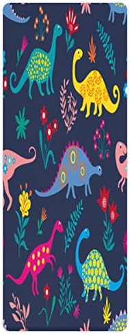 Цветна подложка за йога с животни-Динозаври, сгъваема Пътен подложка за фитнес и упражнения, Сгъваема подложка