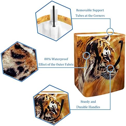 DJROW Възпрепятстват Тигър 3 Висок Сгъваема Кутия за дрехи с Дръжки Сгъваема Кошница за съхранение на Дрехи и играчки