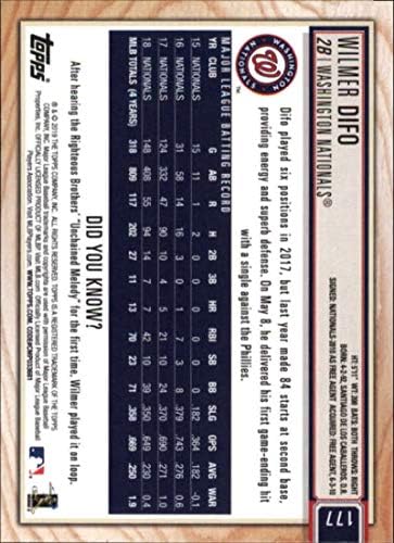 Бейзболна картичка на МЕЙДЖЪР лийг бейзбол Уилмър Дифо Вашингтон Нэшнлз 2019 Topps Big League Gold 177