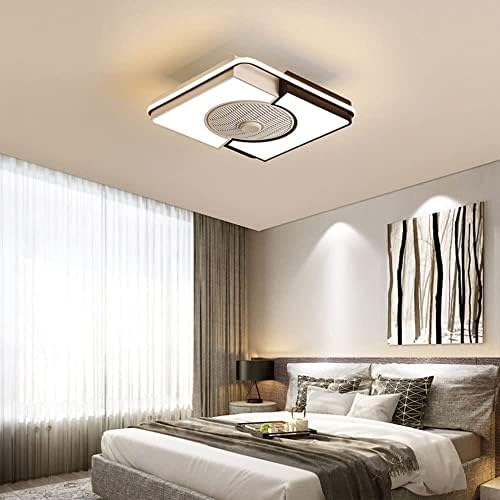 Модерен квадратен вентилатор на тавана с осветление -вентилатор на Тавана Скрит монтаж - Нископрофилен, 22-инчов