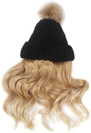 Модерна дамска шапка за коса SCDZS, една дълга кудрявая златна шапка за перука, Една черна вязаная шапка, перука, стилна индивидуалност
