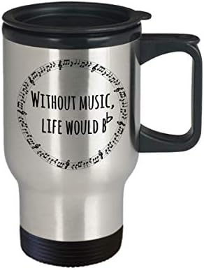 Чаша за пътуване музикант, без музика животът щеше да е си бемол, подарък учител по музика, учител по пиано