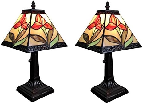 Лампа Настолна лампа в стил Тифани от Витражного Стъкло с Цветен Модел