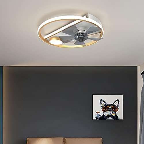 CUTYZ Заден вентилатор с потолочным светильником Безшумен 6-степенна скоростна кутия Спалня Led вентилатор на