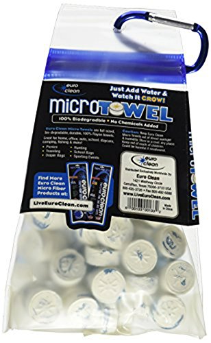 Euroclean Microtowel 100 Опаковане и вытирание Прессованным кърпа Капсули хапчета 8 x 10 Биоразградими Кърпички, без да се добавят химикали за почистване, риболов, пътуване и мн