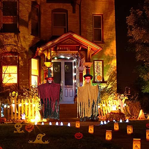 45 Висящи украси за Хелоуин с духове на открито - 2 опаковки led светещи страшни Жнецов Украса за Хелоуин на
