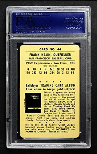 1953 Мамино бисквитки 44 Франк Калин Малката лига Сан Франциско - Сан Франциско (Бейзболна картичка) PSA PSA