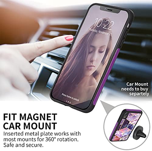 Калъф CASEOWL за iPhone XR, една чанта-портфейл, Магнитен свалящ се 2 в 1 [Поддръжка на магнитното закрепване на автомобилния], Луксозен калъф-портфейл с мрамор модел от изку?