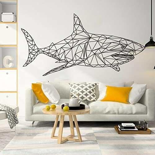 RTYUIHN Стикер На стената с Морски животни Геометрична Акула Риба Стенни апликация Виниловое Художествена Украса Подвижни Стенни Картини За Детска стая