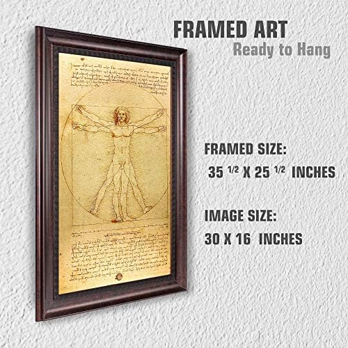 ХУДОЖЕСТВЕНА РАБОТА Леонардо Да Винчи Витрувианский човек, Размер на рамката: 35,5x25,5 инча, Размер на изображението: 30x20 см, Репродукции от световната класика за дома?