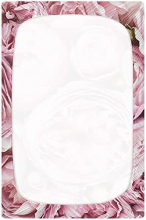 ALAZA Розови Чаршафи за легла с рози и Цветя, Чаршаф за Люлка за Момчета и Момиченца, Стандартен Размер на 52 x 28 см