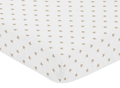 Чаршаф за легло от златисто-бяла звезда за новородени или деца от колекцията на Небесната от Sweet Jojo Designs